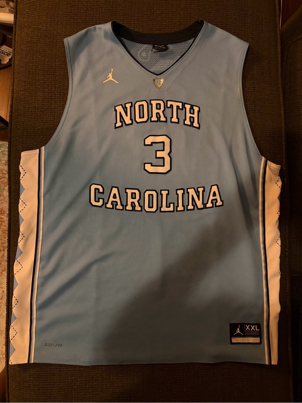 Jordan North Carolina #3 Carolina Blue Basketball Jersey